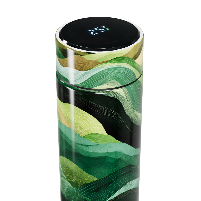 Garrafa Térmica Touch Estampa Verde Abstrata