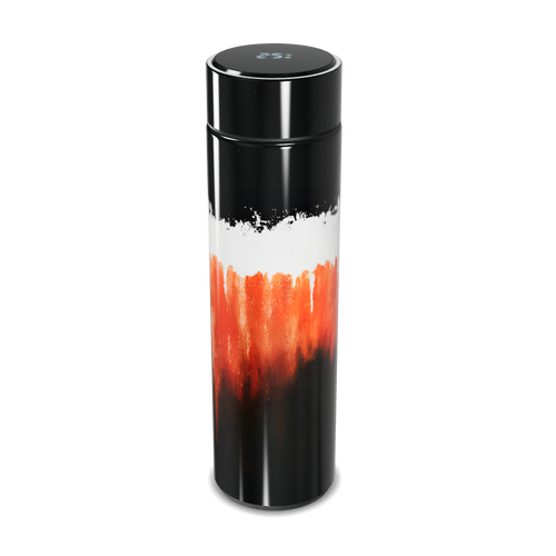 Garrafa Térmica Touch - Preto com Arte Laranja