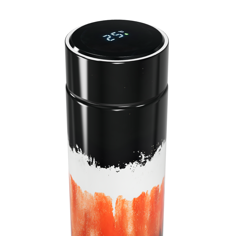Garrafa Térmica Touch - Preto com Arte Laranja