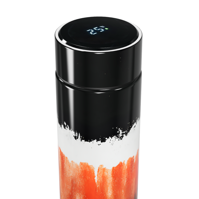 Garrafa Térmica Touch - Preto com Arte Laranja