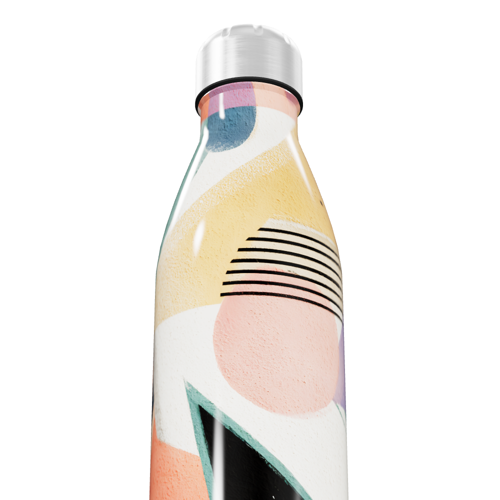Garrafa Inox - Colorida com Estampa Geométrica