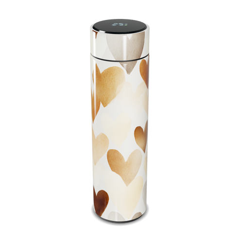 Garrafa Térmica Touch - Corações Bege Aço Inox