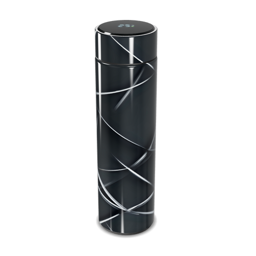 Garrafa Térmica Touch - Preta com Linhas Prateadas