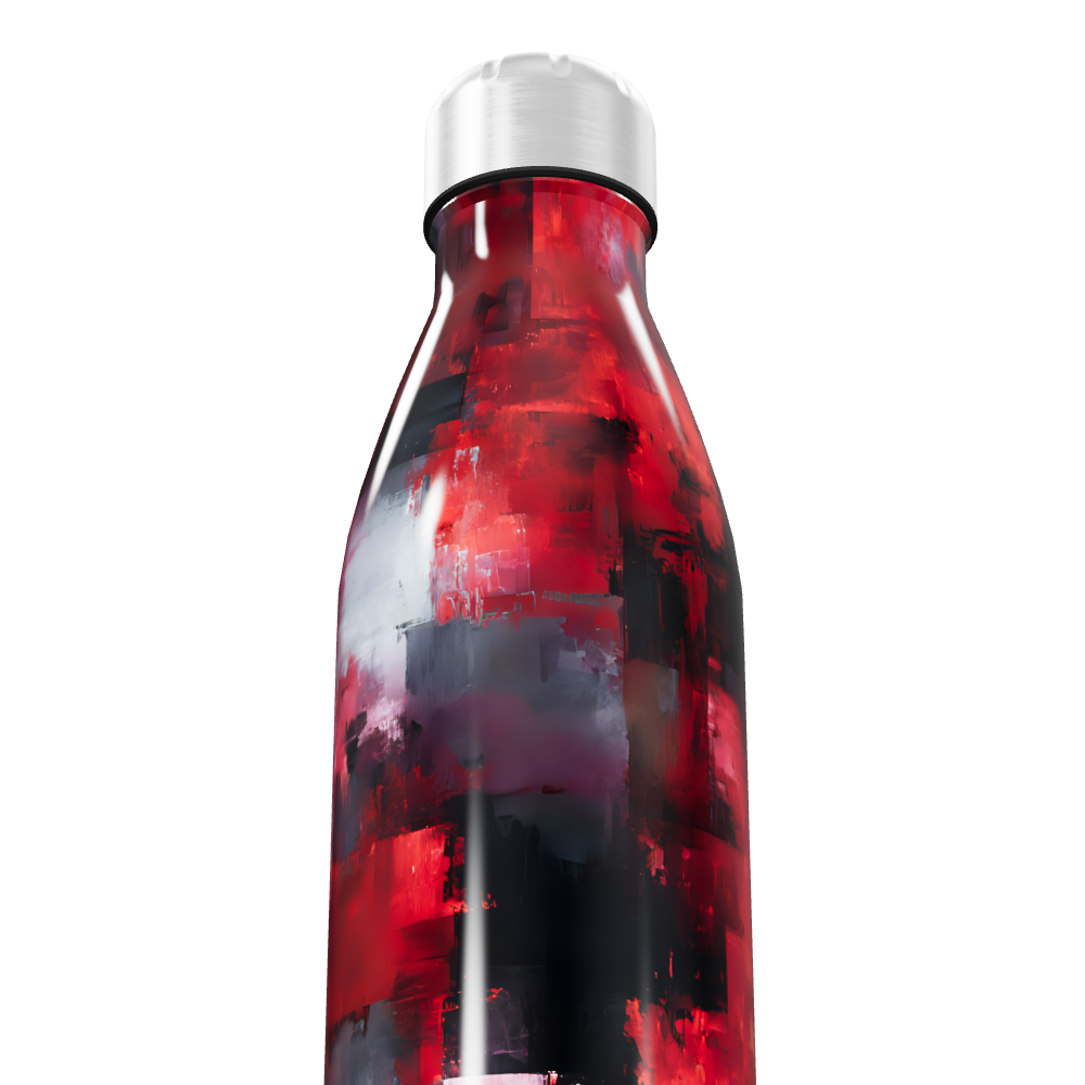 Garrafa Inox - Estampa Vermelha Abstrata