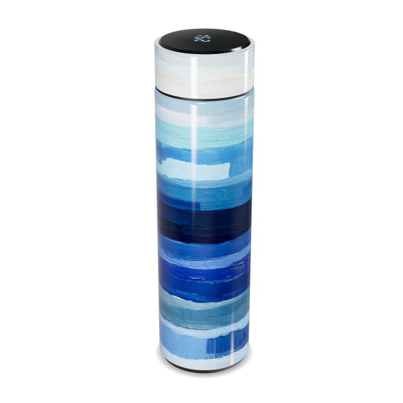 Garrafa Térmica Touch - Listras Azuis Vidro