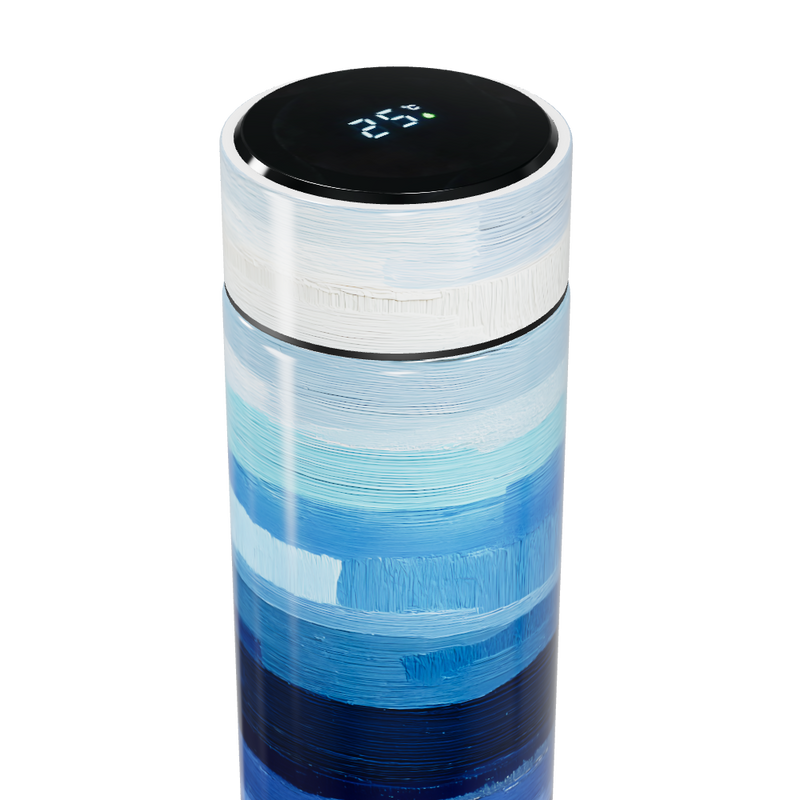 Garrafa Térmica Touch - Listras Azuis Vidro