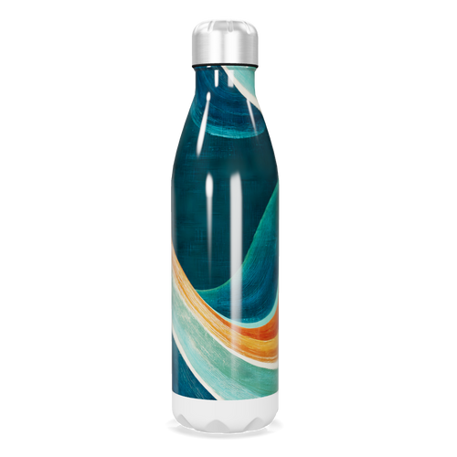 Garrafa Inox - Azul com Estampa Colorida