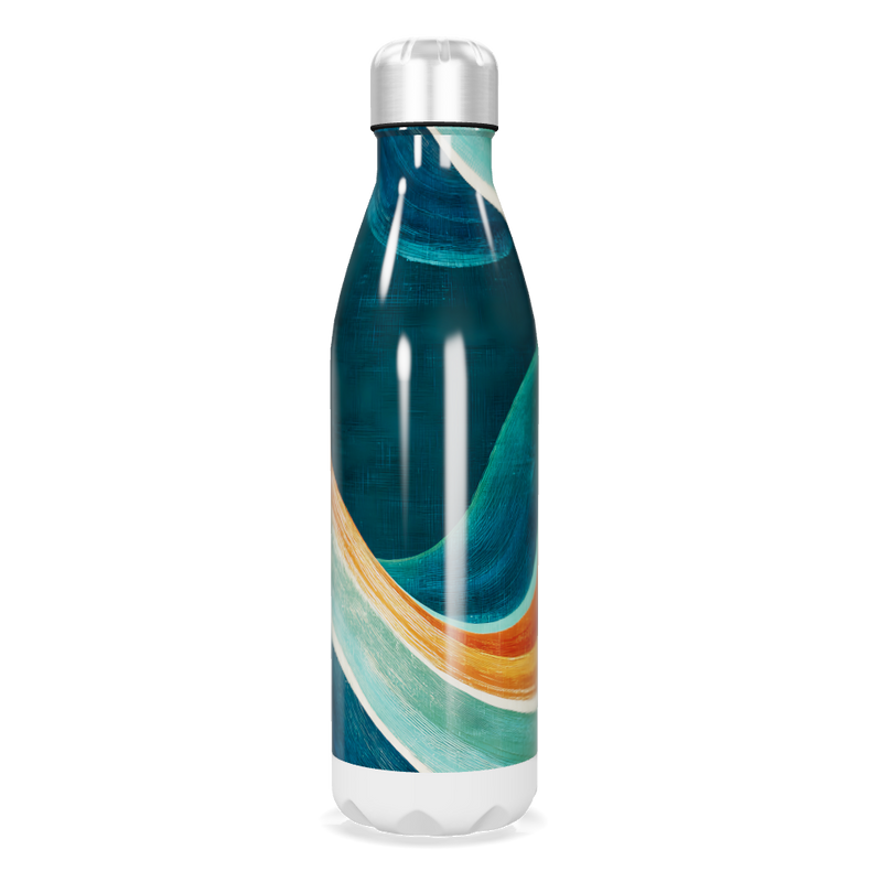 Garrafa Inox - Azul com Estampa Colorida