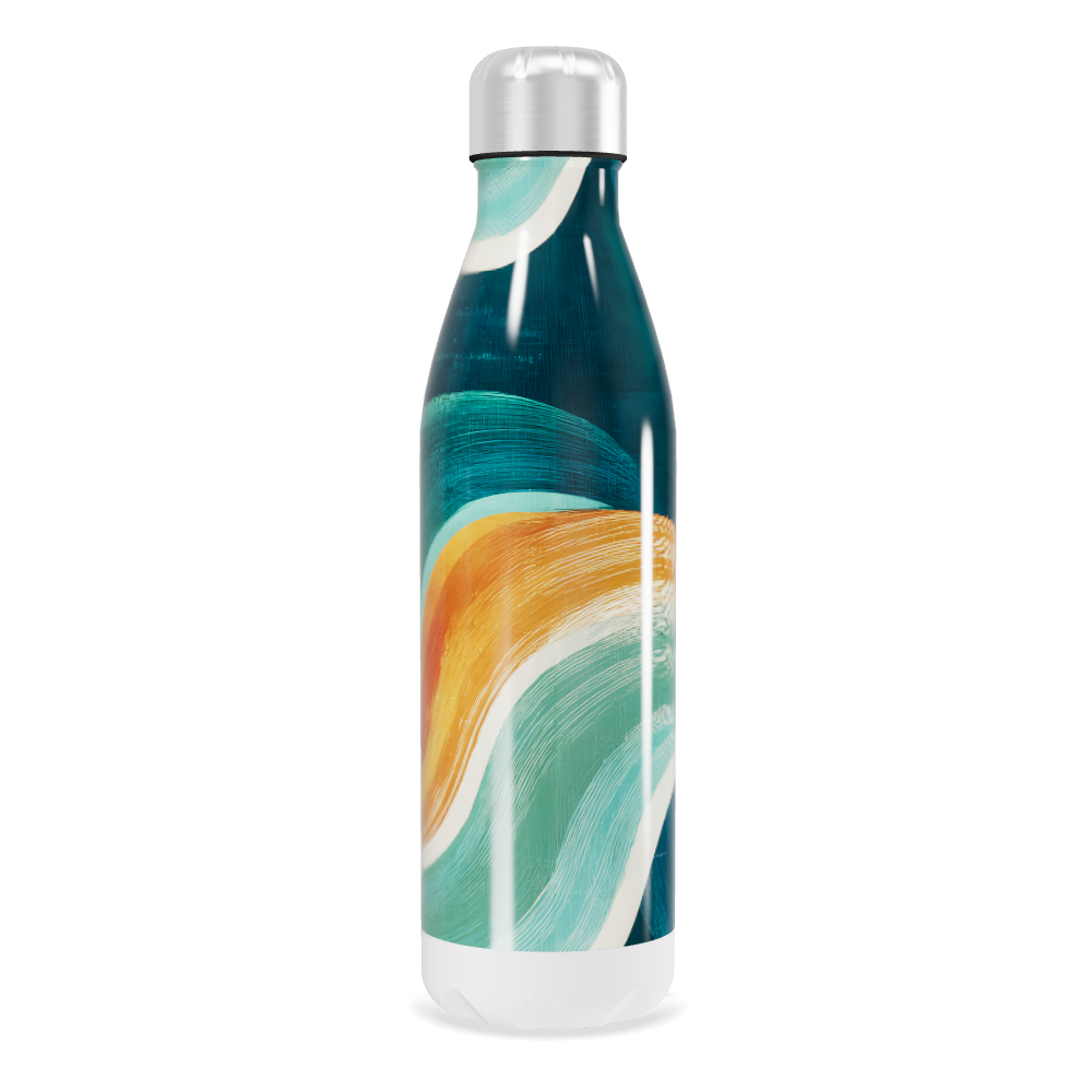 Garrafa Inox - Azul com Estampa Colorida