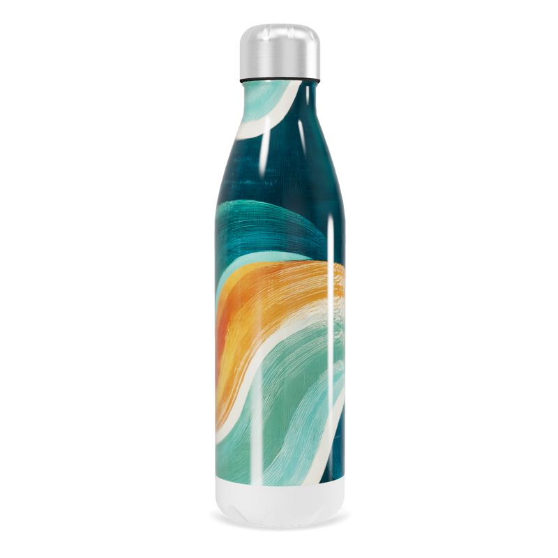 Garrafa Inox - Azul com Estampa Colorida