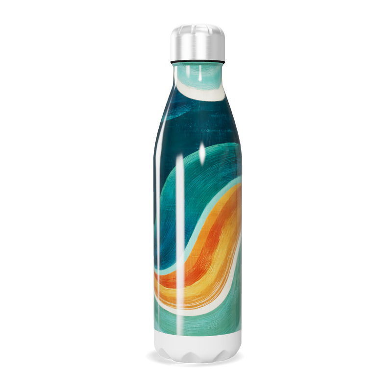 Garrafa Inox - Azul com Estampa Colorida