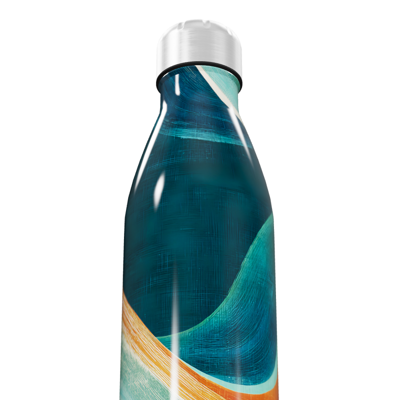 Garrafa Inox - Azul com Estampa Colorida