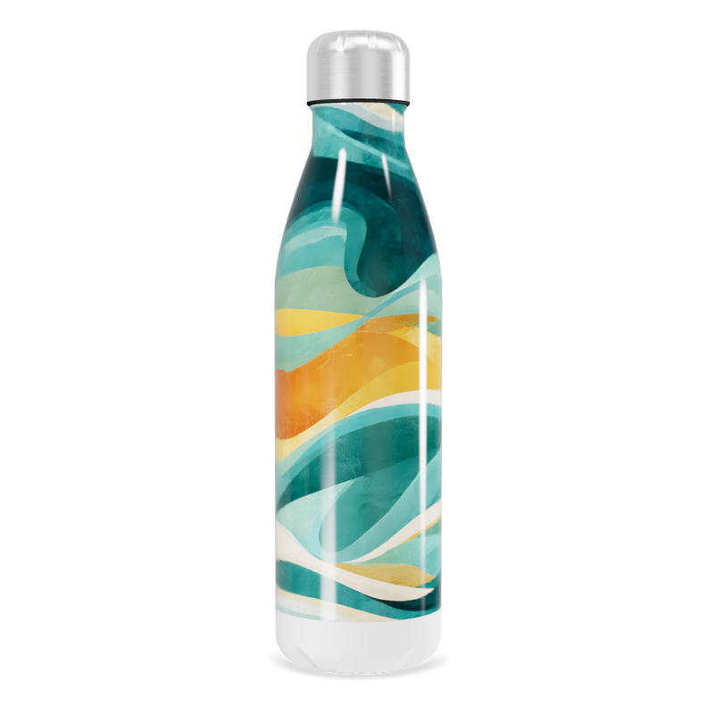 Garrafa Inox - Estampa Ondas Coloridas