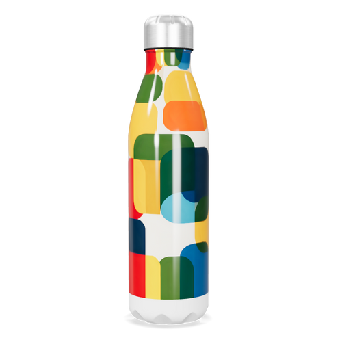 Garrafa Inox - Colorida com Estampa Geométrica