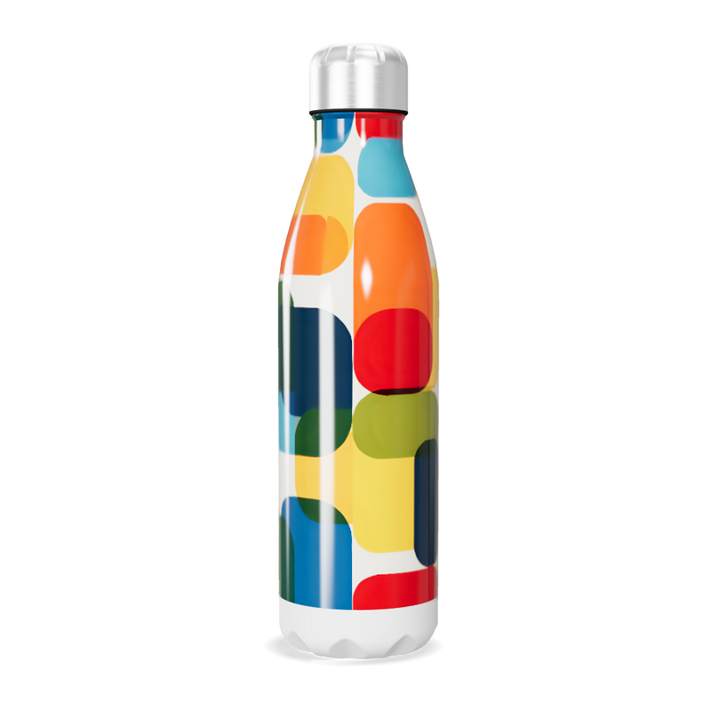 Garrafa Inox - Colorida com Estampa Geométrica