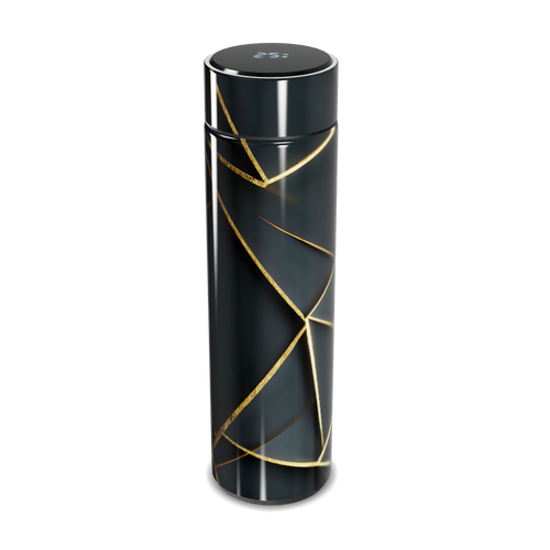Garrafa Térmica Touch - Preta com Detalhes Dourados