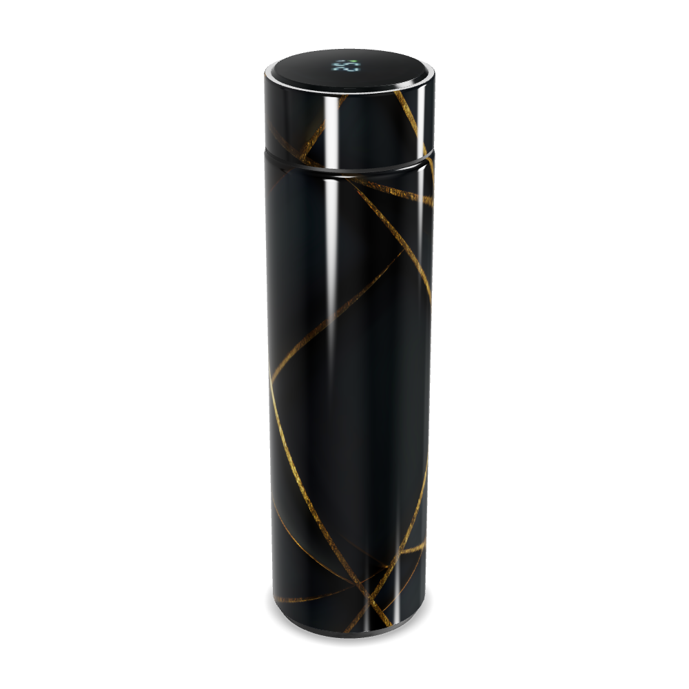 Garrafa Térmica Touch - Preta com Detalhes Dourados