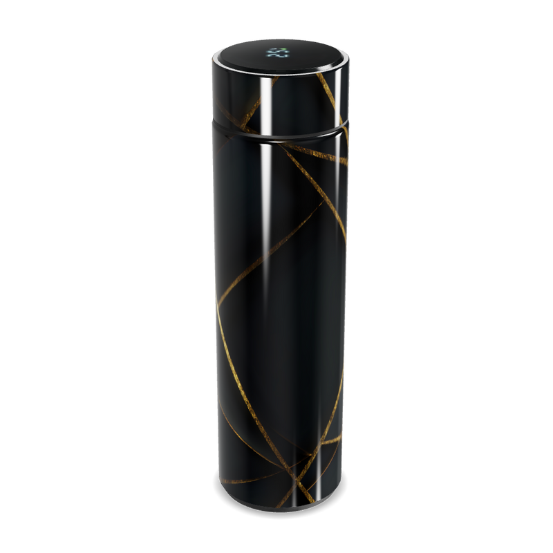Garrafa Térmica Touch - Preta com Detalhes Dourados