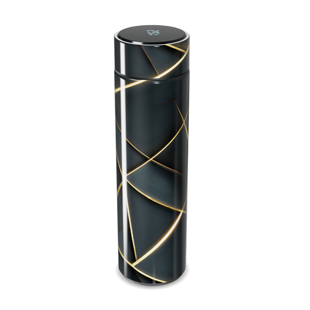 Garrafa Térmica Touch - Preta com Detalhes Dourados