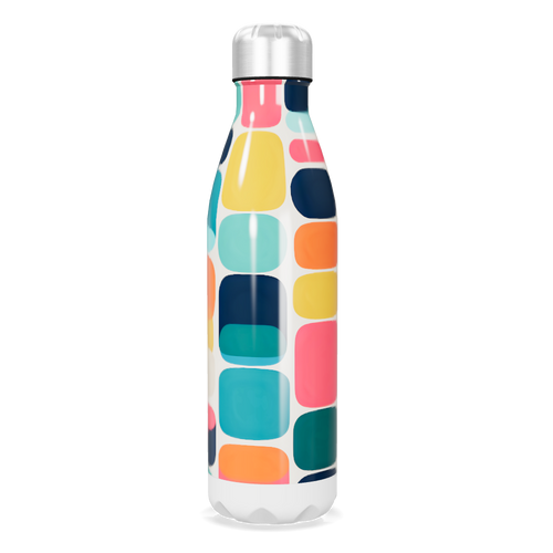 Garrafa Inox - Colorida com Estampa Geométrica