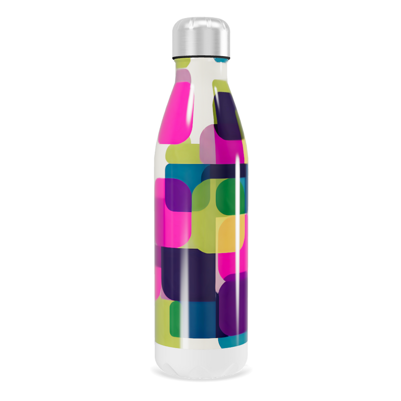 Garrafa Inox - Colorida com Desenhos Geométricos