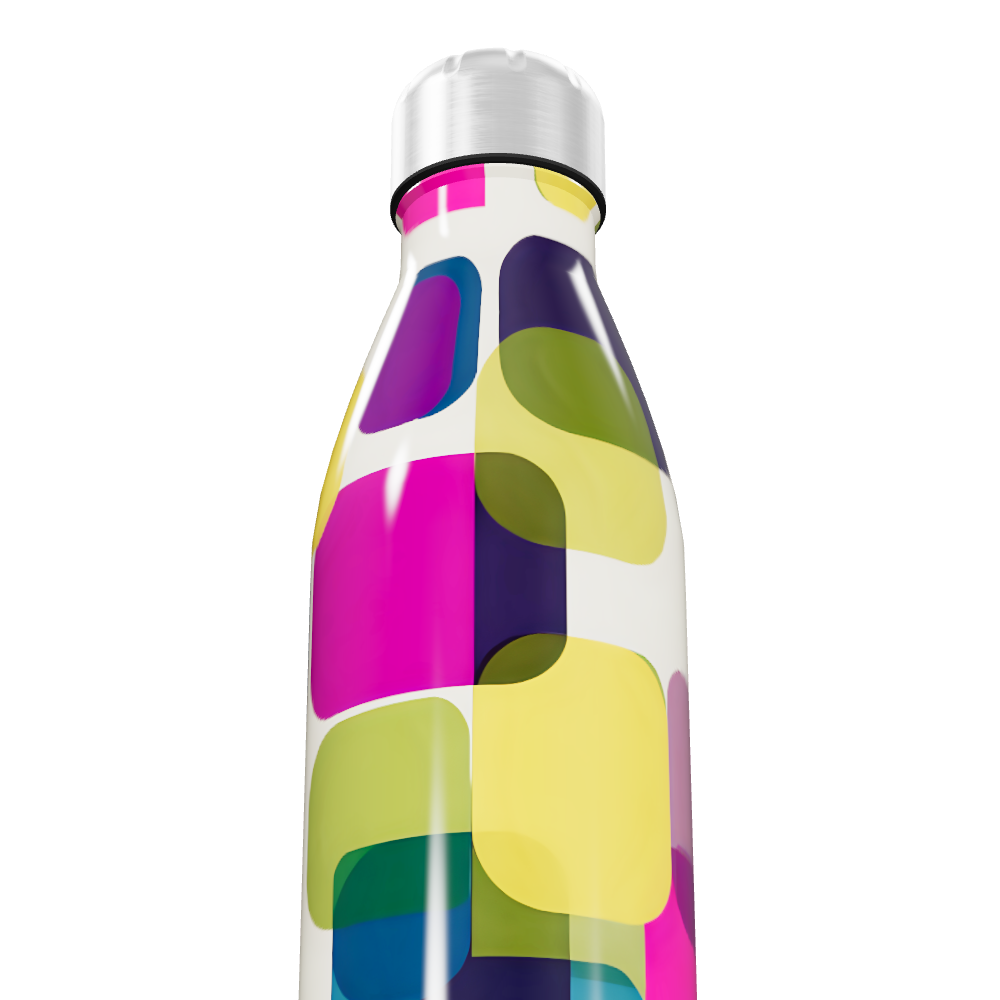 Garrafa Inox - Colorida com Desenhos Geométricos