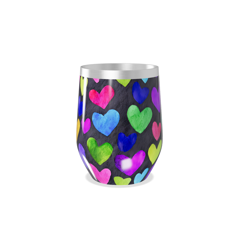 Copo Térmico Slim - Corações Coloridos Inox
