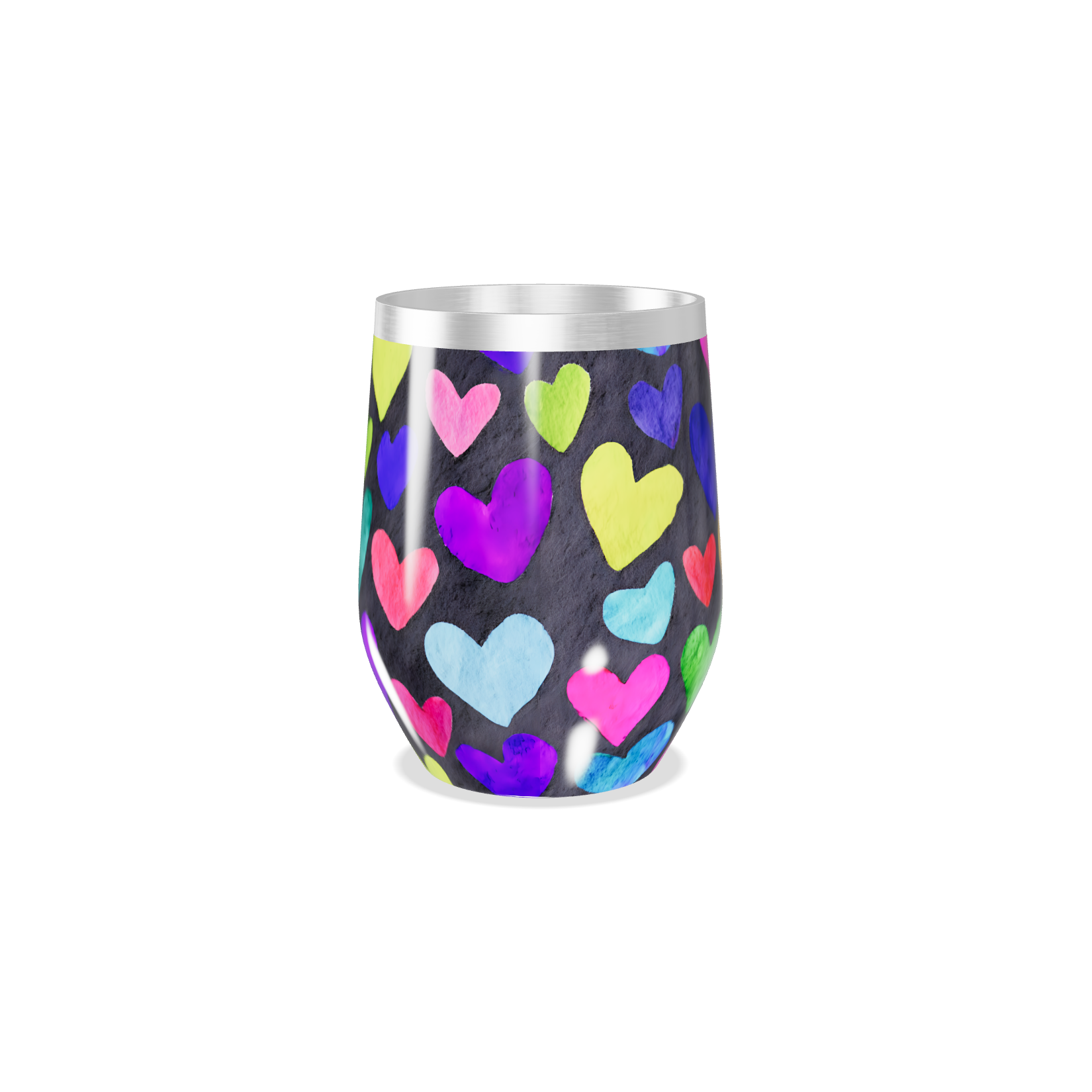 Copo Térmico Slim - Corações Coloridos Inox