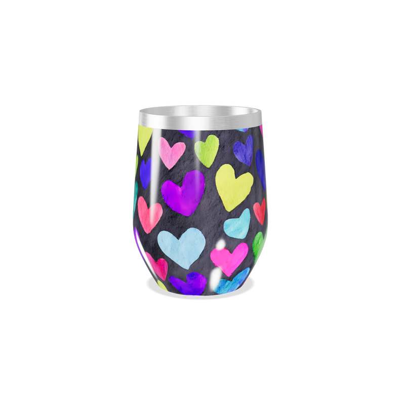 Copo Térmico Slim - Corações Coloridos Inox