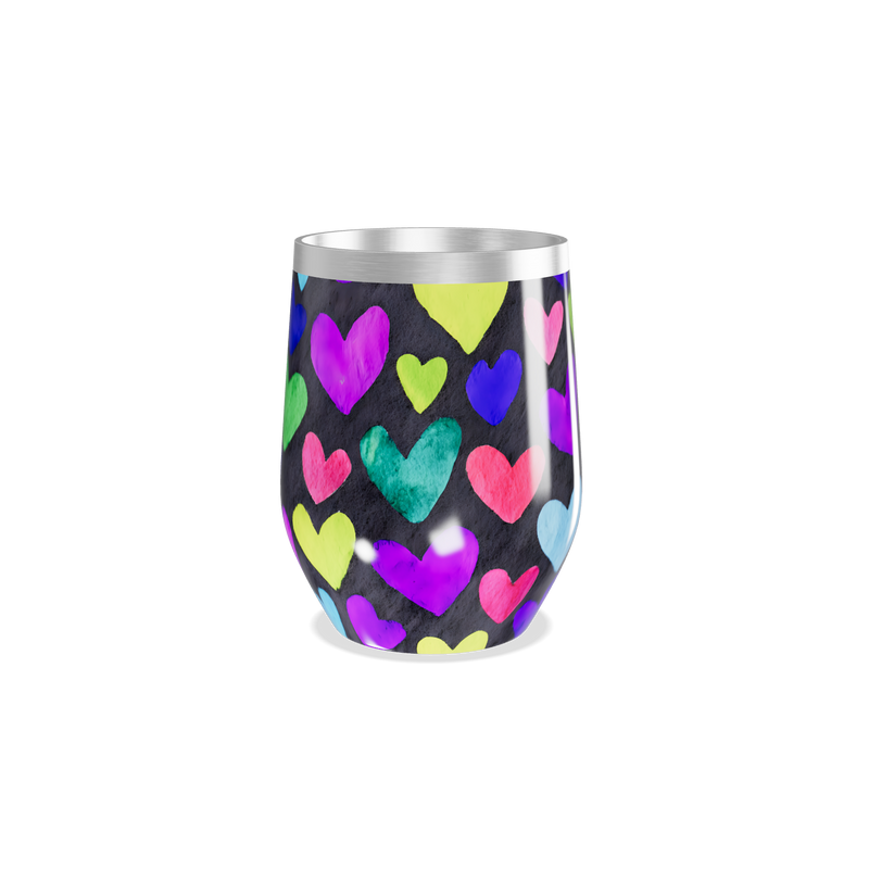 Copo Térmico Slim - Corações Coloridos Inox