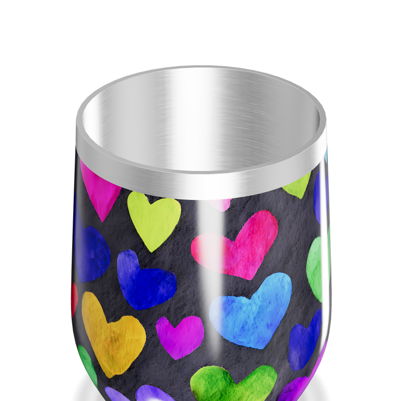 Copo Térmico Slim - Corações Coloridos Inox