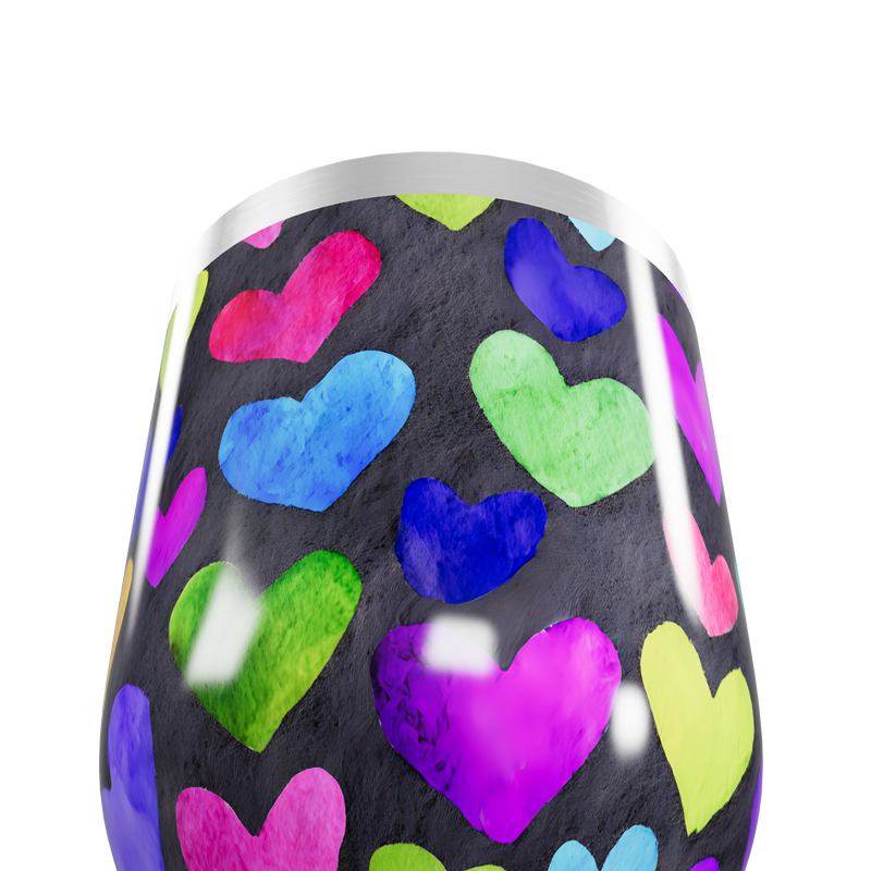 Copo Térmico Slim - Corações Coloridos Inox