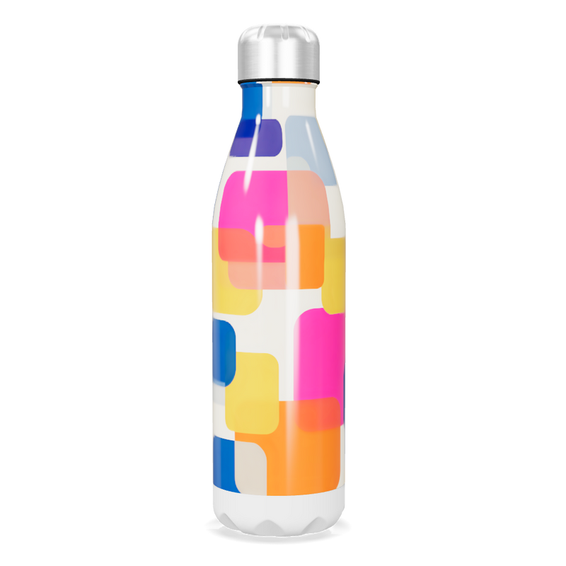 Garrafa Inox - Estampa Geométrica Colorida