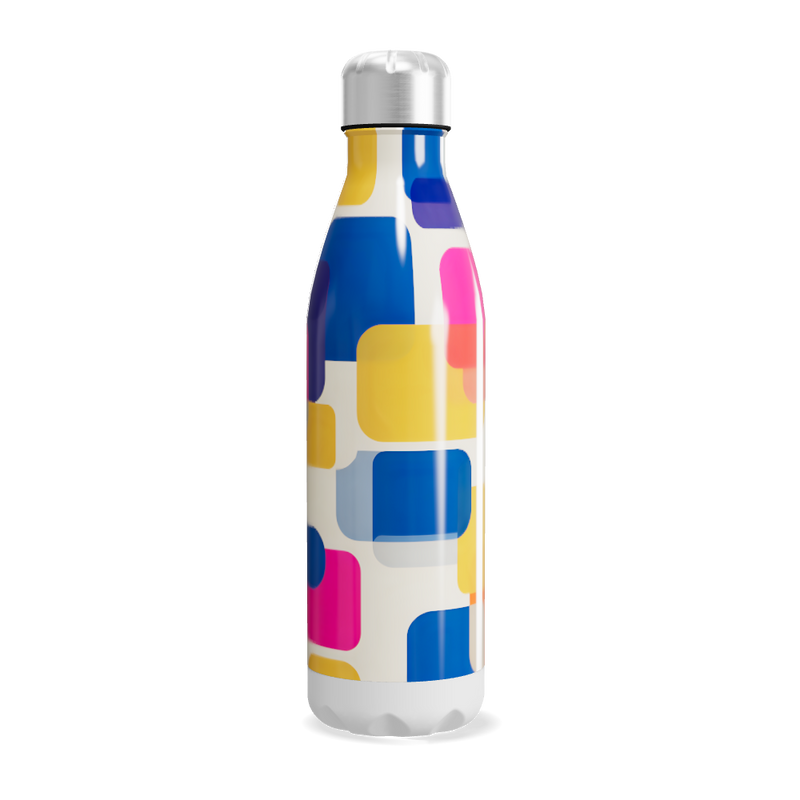 Garrafa Inox - Estampa Geométrica Colorida