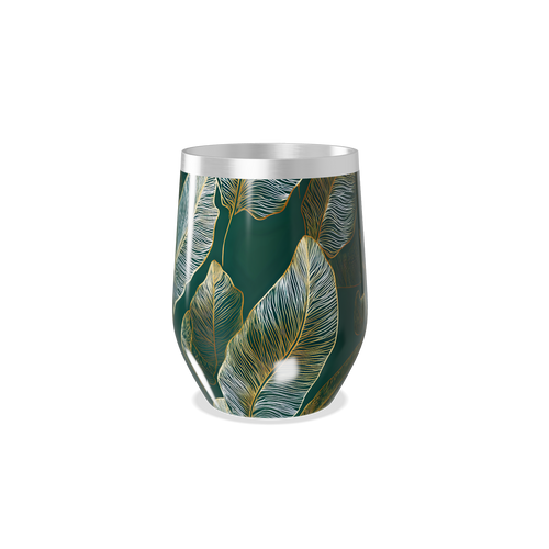 Copo Térmico Slim - Verde com Folhas Tropicais