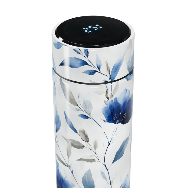 Garrafa Térmica Touch - Floral Azul Branca