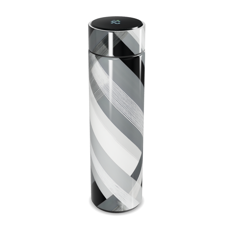 Garrafa Térmica Touch Listrada Preta e Branca