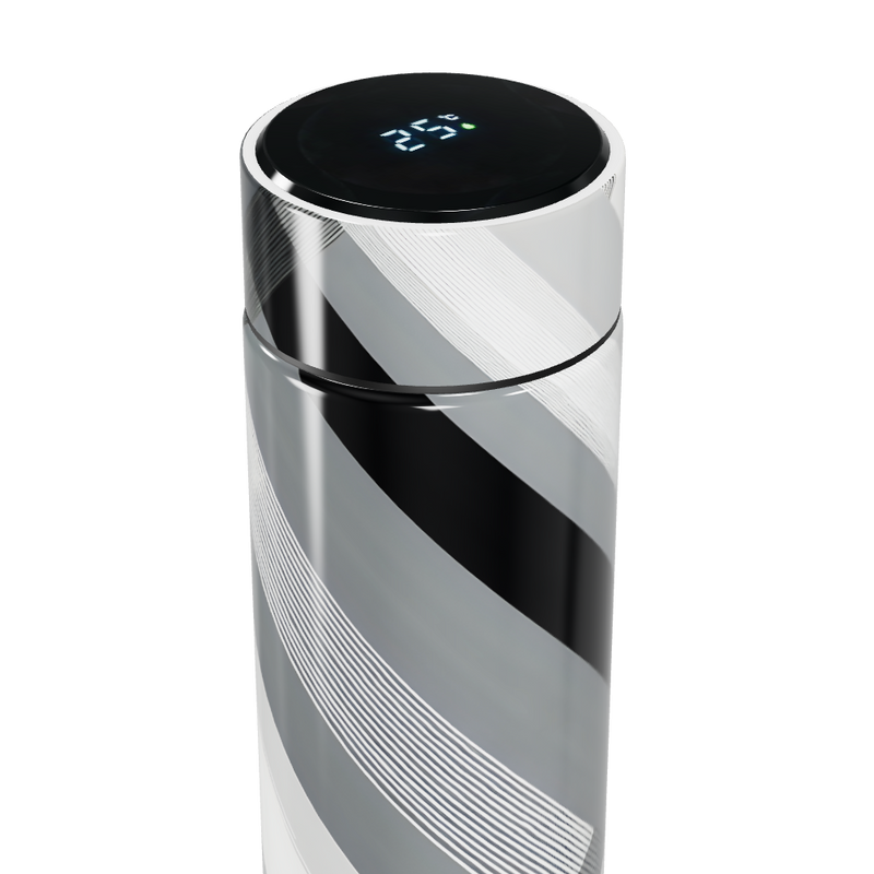 Garrafa Térmica Touch Listrada Preta e Branca