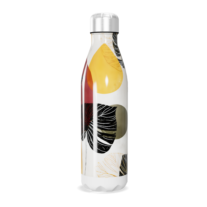 Garrafa Inox - Estampa Folhas Coloridas