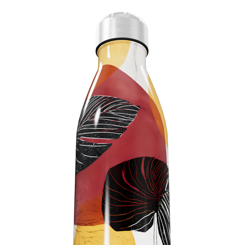 Garrafa Inox - Estampa Folhas Coloridas