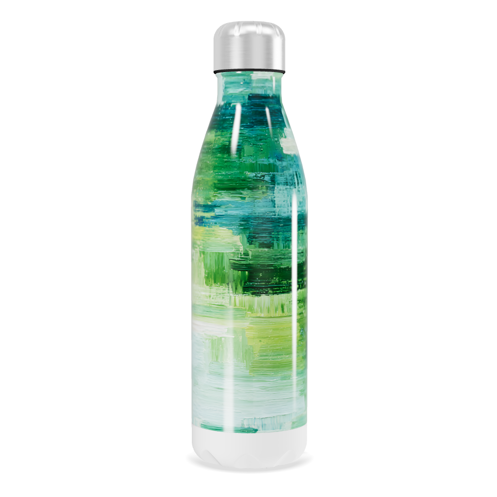 Garrafa Inox - Verde com Estampa Abstrata