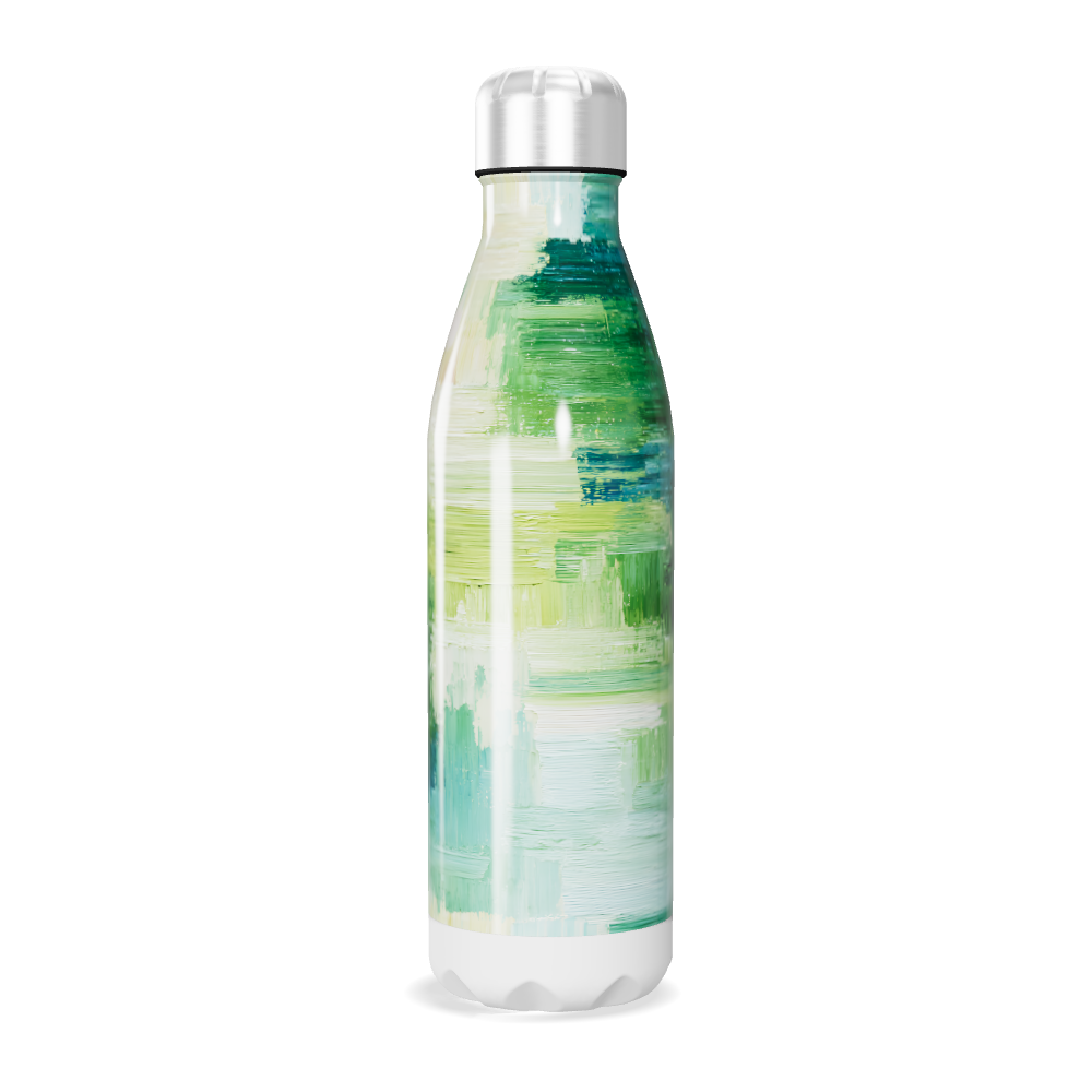 Garrafa Inox - Verde com Estampa Abstrata
