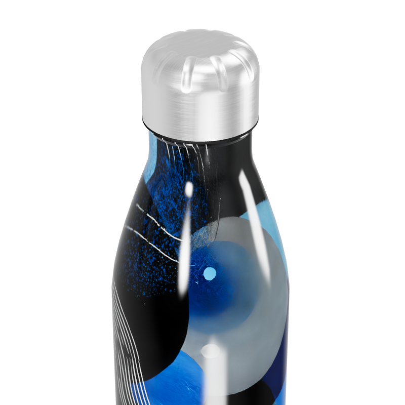 Garrafa Inox Estampada Azul e Preto