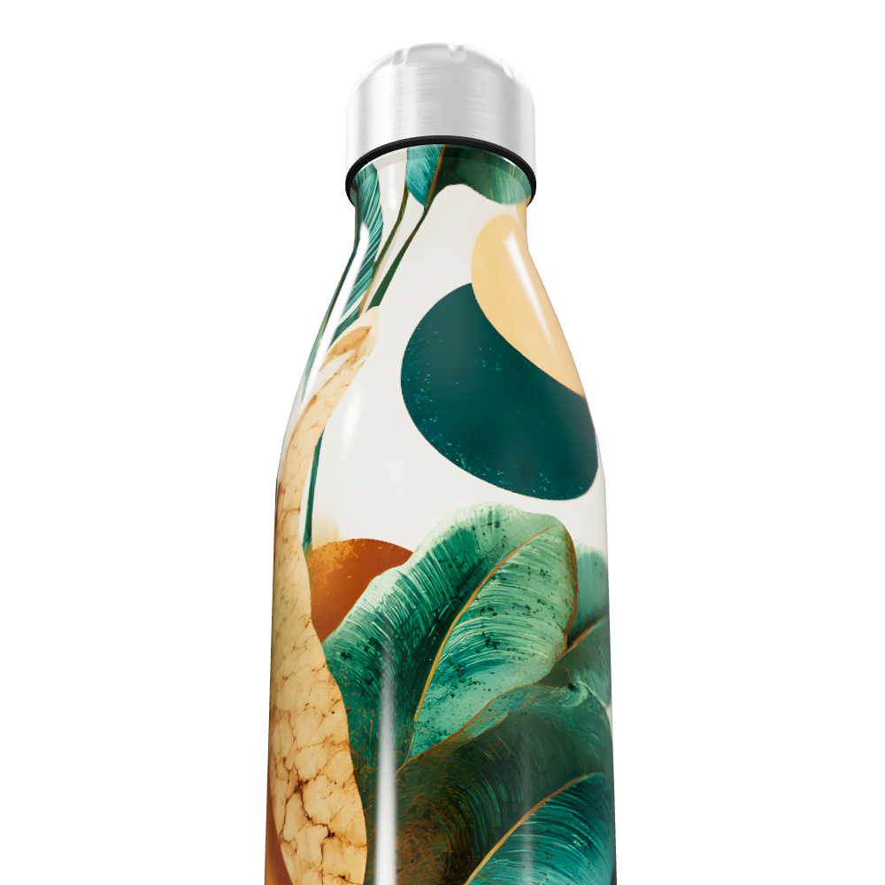 Garrafa Inox - Estampa Folhagem Colorida