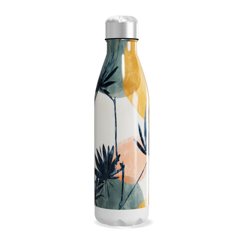Garrafa Inox Estampada Folhas Coloridas
