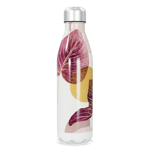 Garrafa Inox Folhas Roxas e Amarelas