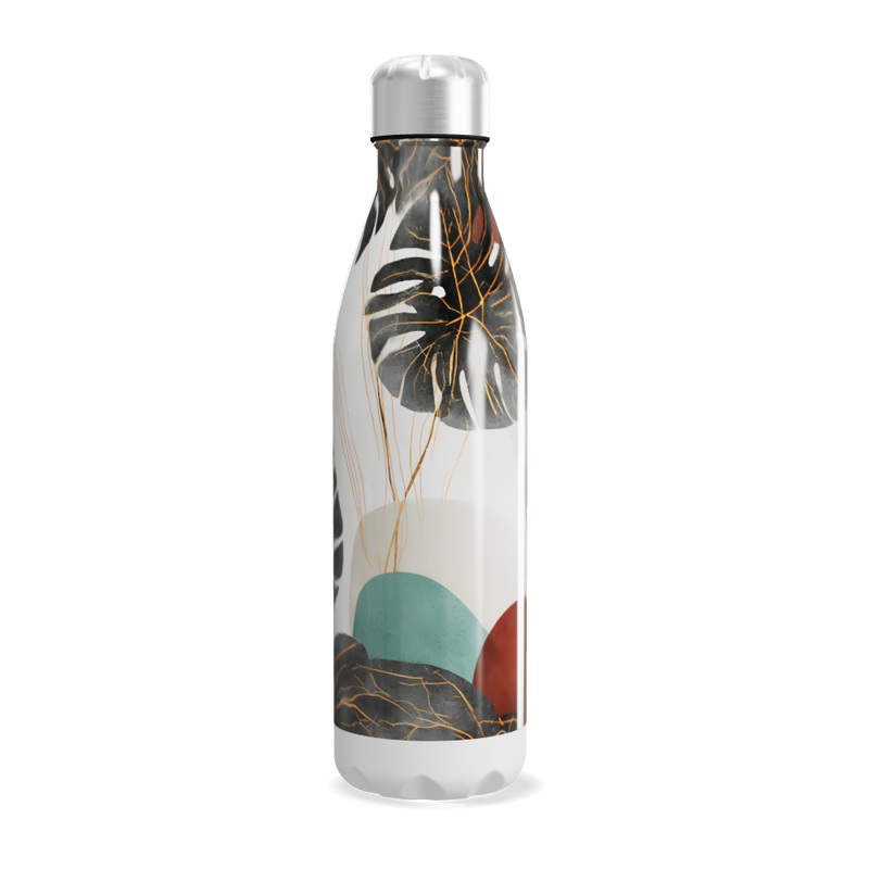 Garrafa Inox - Colorida com Folhagens