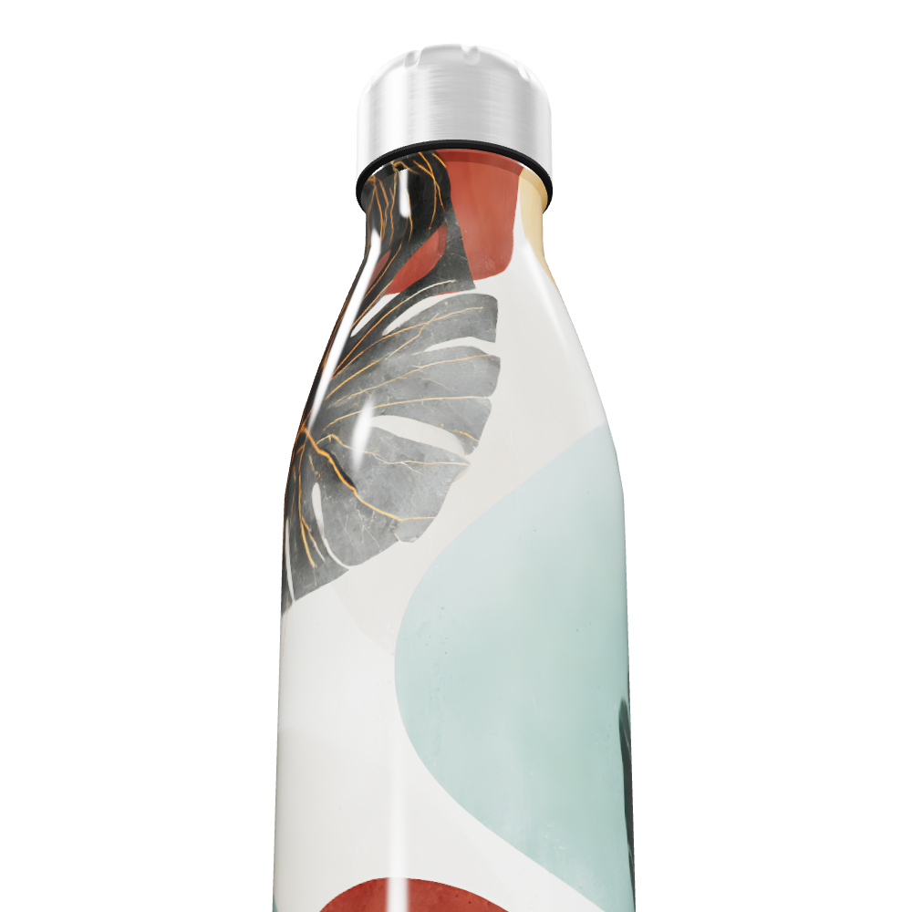 Garrafa Inox - Colorida com Folhagens