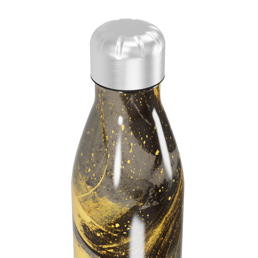 Garrafa Inox Estampada - Preto Dourado