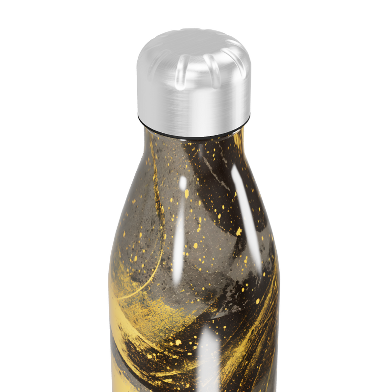 Garrafa Inox Estampada - Preto Dourado